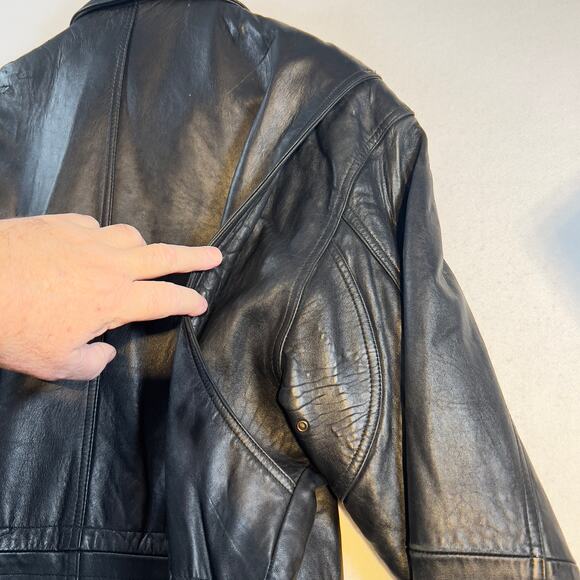 Colebrook Co. Lined Leather Coat Men's Large Drawstring Waist Cinch Zip & Snap - Picture 16 of 16